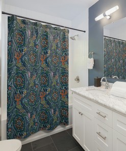 Jewel Toned Sea Turtle Shower Curtain for Bold Bathroom Decor