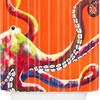 Jeweled Octopus On Tangerine Shower Curtain By Clara Nilles - A Bold Statement Piece For Your Bathroom