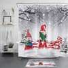 Jolly Gnome and Snowflake Merry Christmas Waterproof Bathroom Shower Curtain