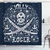 Jolly Roger Flag Print Skull Fabric Shower Curtain - Nautical Skull Bathroom Decor