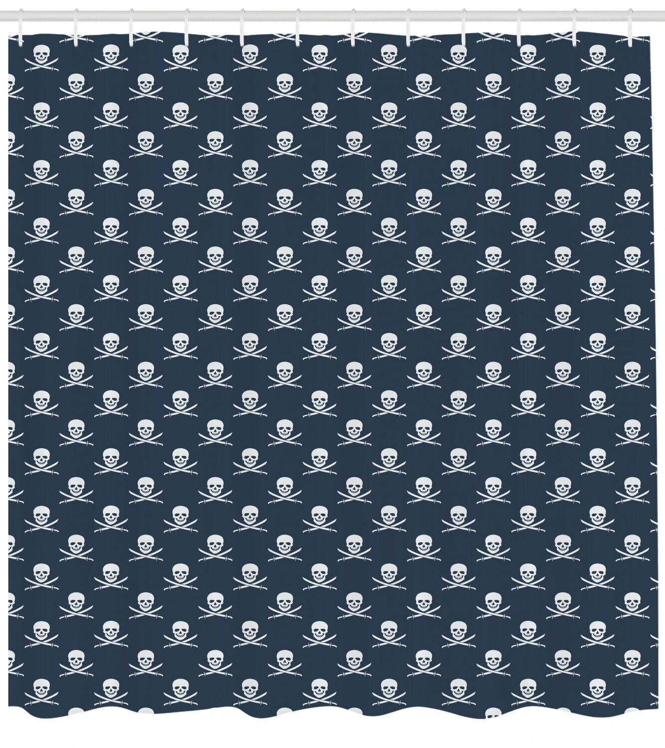 Jolly Roger Pirate Theme Shower Curtain with Pattern and Print