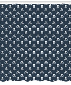 Jolly Roger Pirate Theme Shower Curtain with Pattern and Print