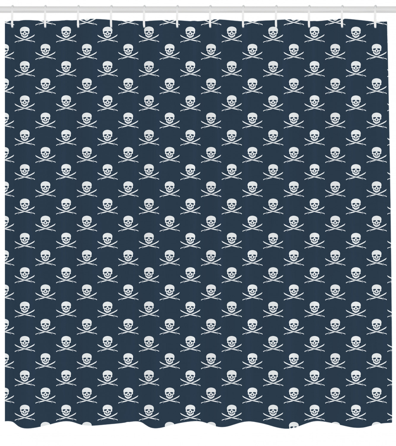 Jolly Roger Pirate Theme Shower Curtain with Pattern and Print