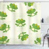 Joyful Pattern Of Smiling Happy Amphibian Frogs Print Shower Curtain