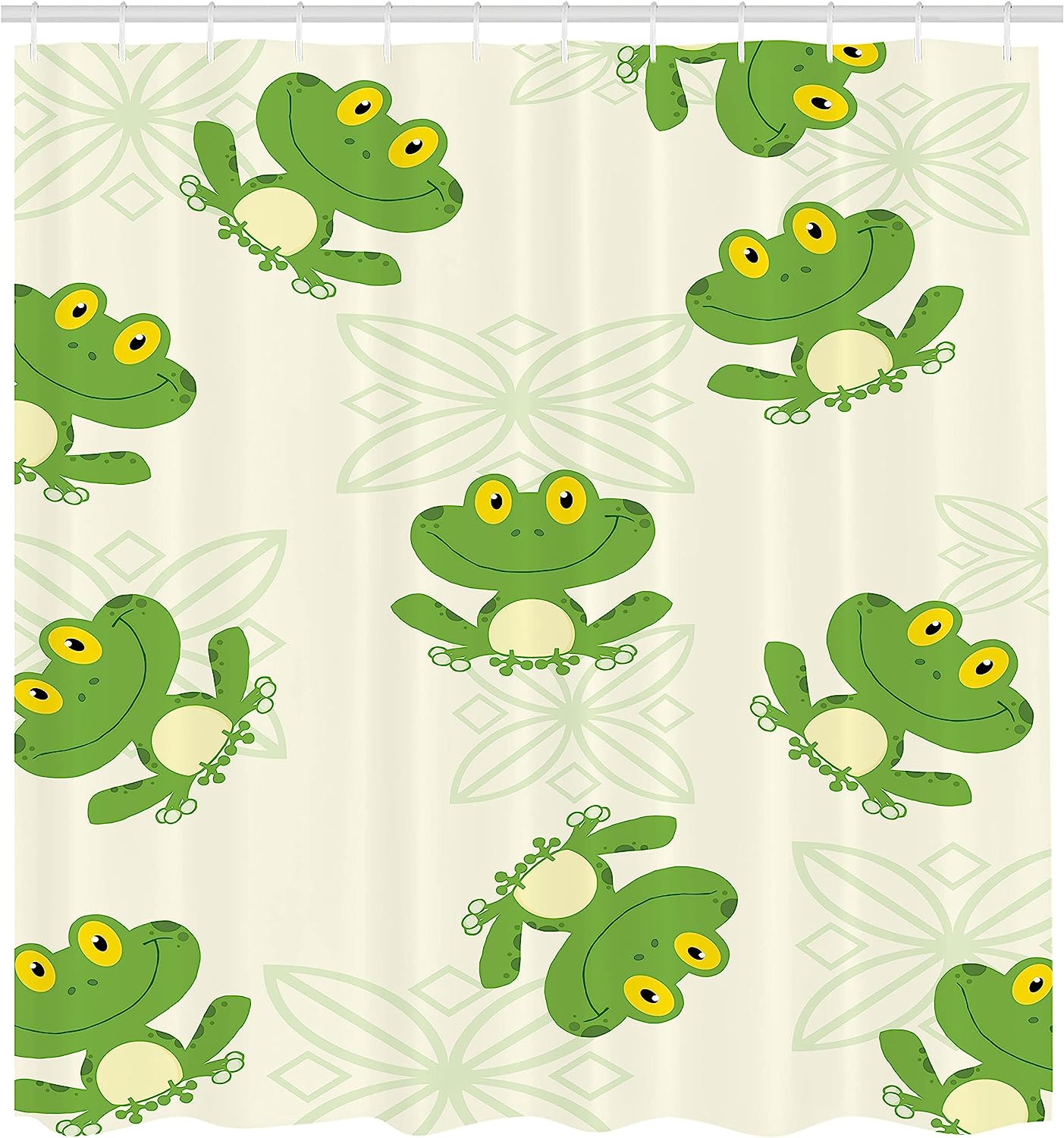 Joyful Pattern Of Smiling Happy Amphibian Frogs Print Shower Curtain - Image 2