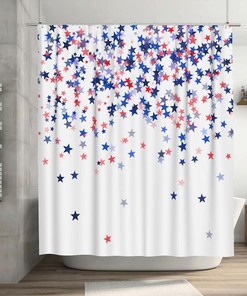 July 4Th American Flag Stars Patriot Shower Curtain Red White And Blue Independence Day Bathroom