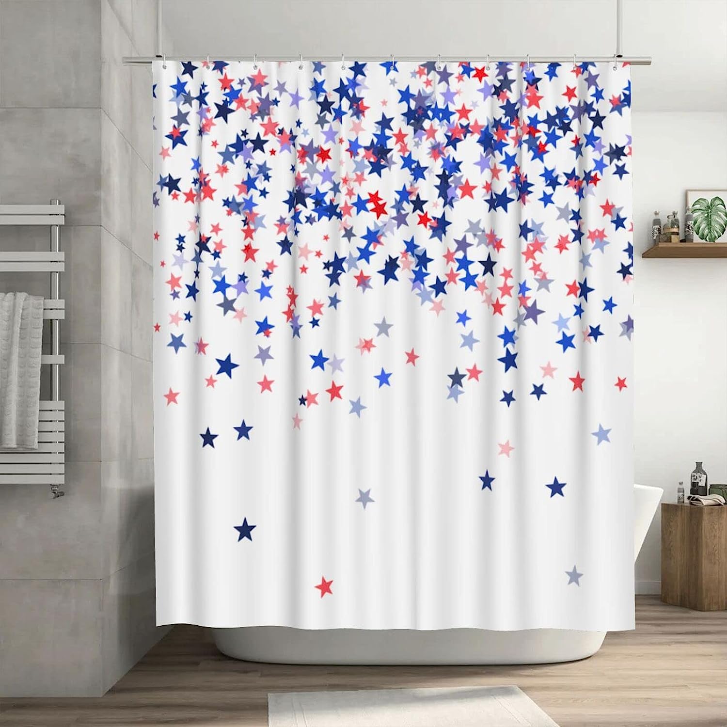 July 4Th American Flag Stars Patriot Shower Curtain Red White And Blue Independence Day Bathroom
