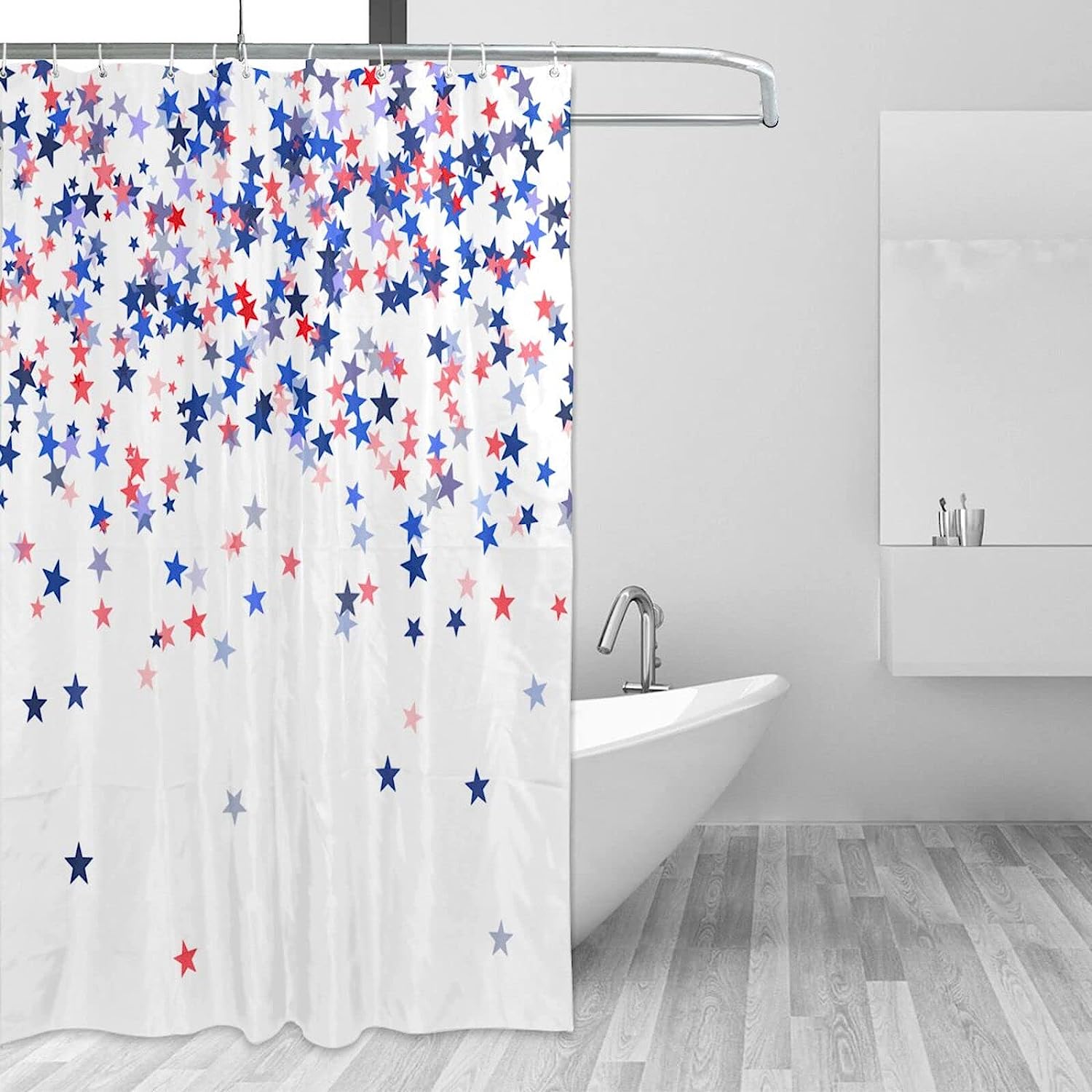 July 4Th American Flag Stars Patriot Shower Curtain Red White And Blue Independence Day Bathroom - Image 3