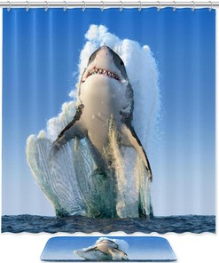 Jump Shark Unique Shower Curtain for a Playful and Bold Look