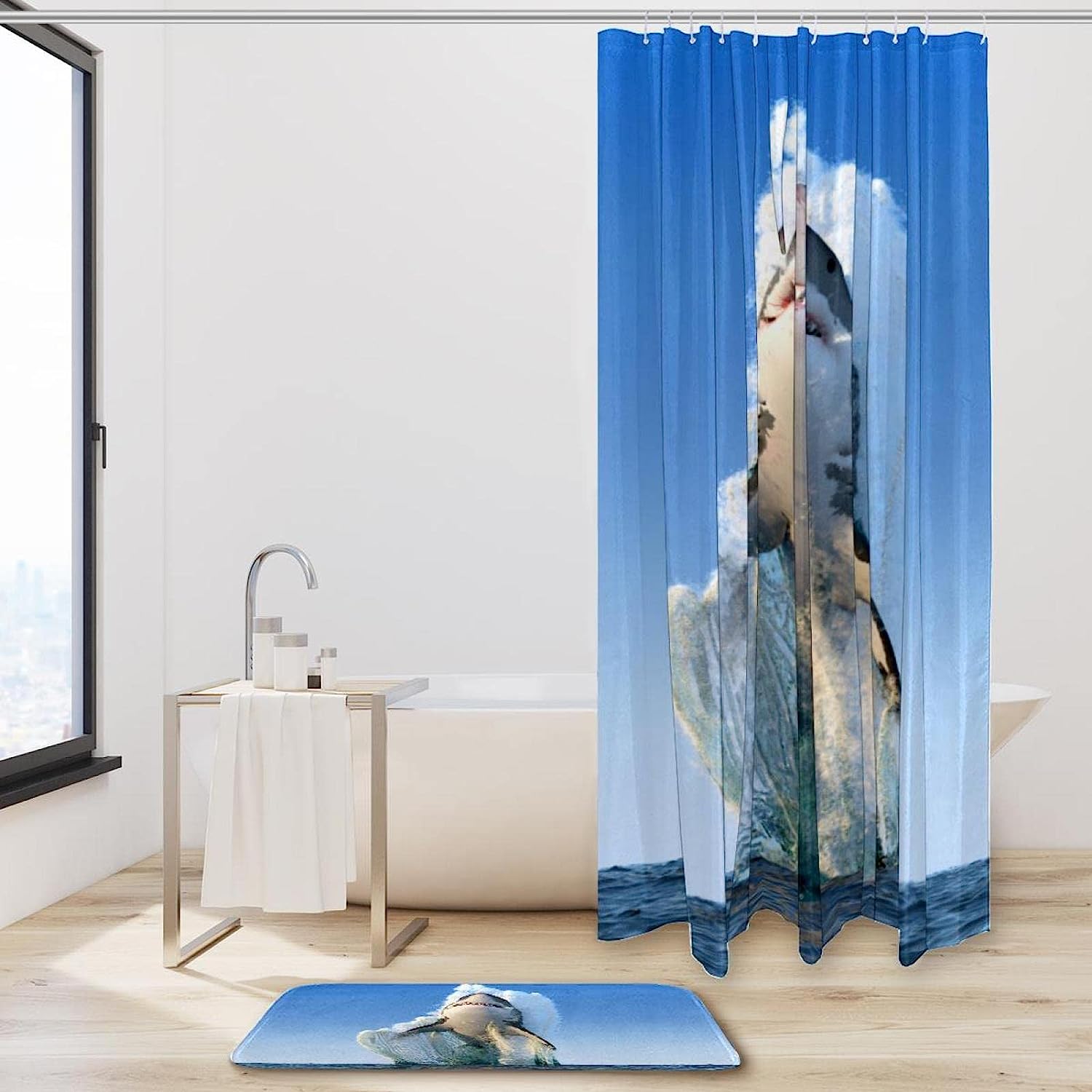 Jump Shark Unique Shower Curtain for a Playful and Bold Look