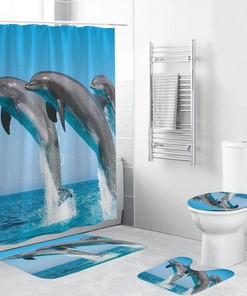 Jumping Dolphin Print Shower for Bathroom Cover for a Nautical and Fun Bathroom Decor