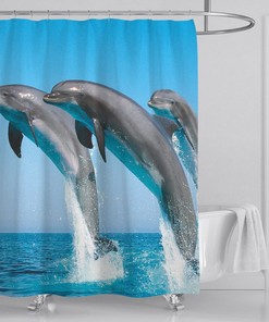 Jumping Dolphin Print Shower for Bathroom Cover for a Nautical and Fun Bathroom Decor