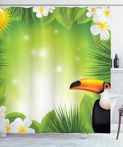 Jungle Adventure: Shower Curtain with Tropical Print for Exotic Bathroom Decor