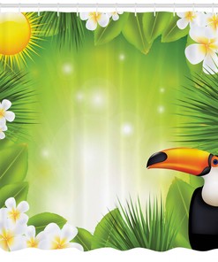 Jungle Adventure: Shower Curtain with Tropical Print for Exotic Bathroom Decor