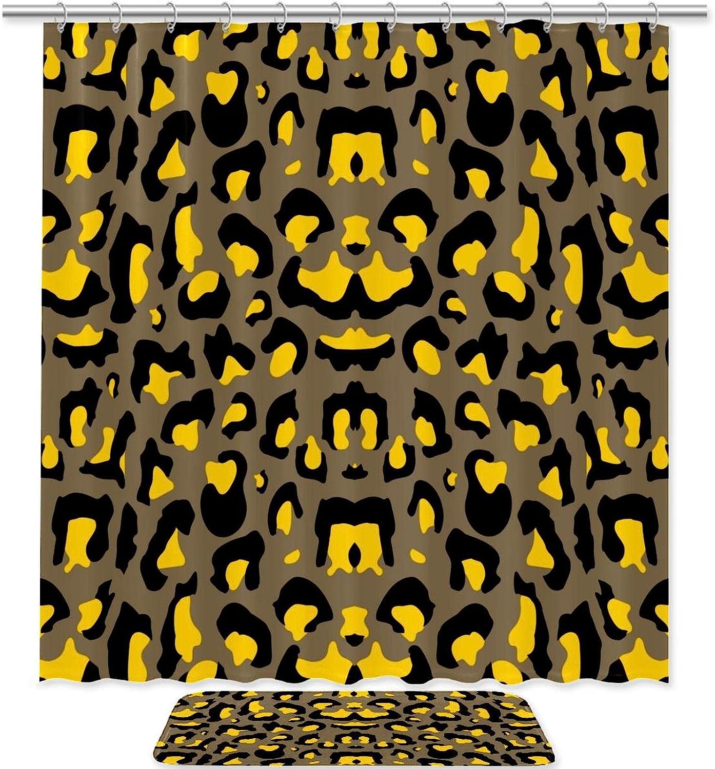 Jungle Animal Face Leopard Shower Curtain, Playful Bathroom Decor