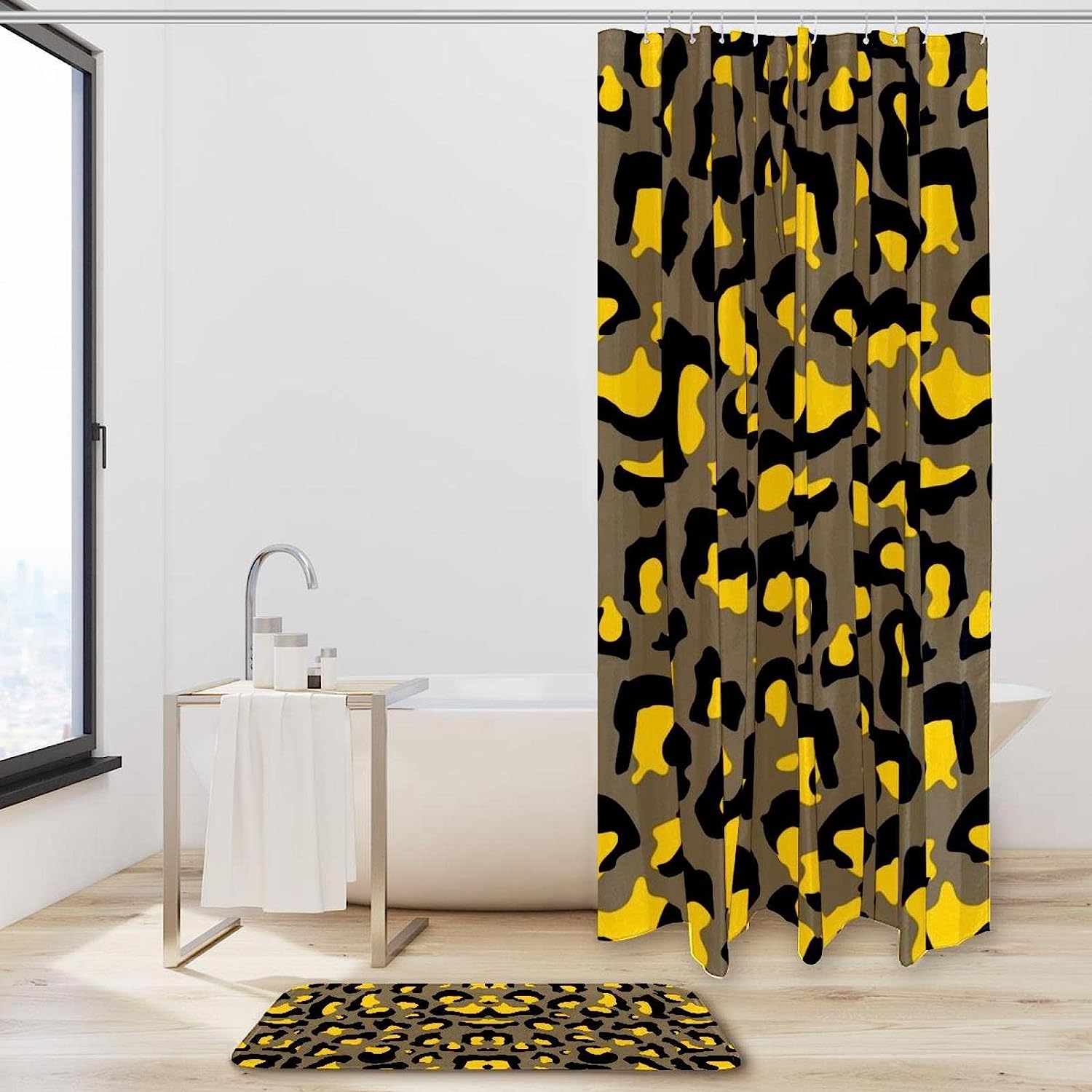 Jungle Animal Face Leopard Shower Curtain, Playful Bathroom Decor