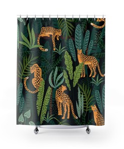 Jungle Animals Art Print Exotic Animal Design Shower Curtain for a Tropical Look