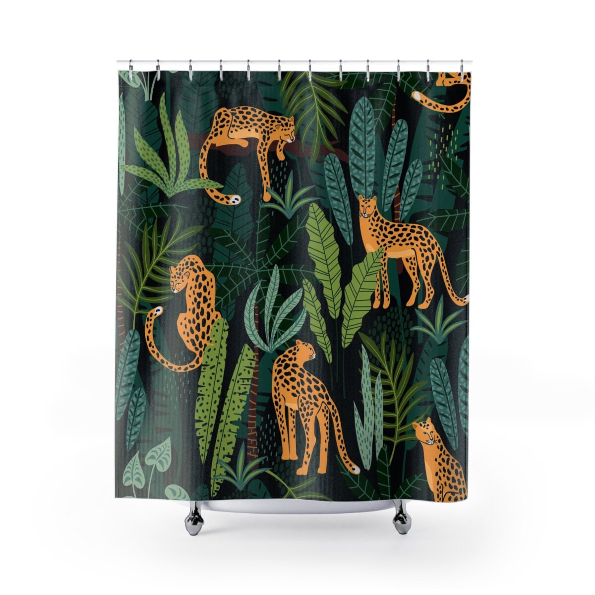 Jungle Animals Art Print Exotic Animal Design Shower Curtain for a Tropical Look