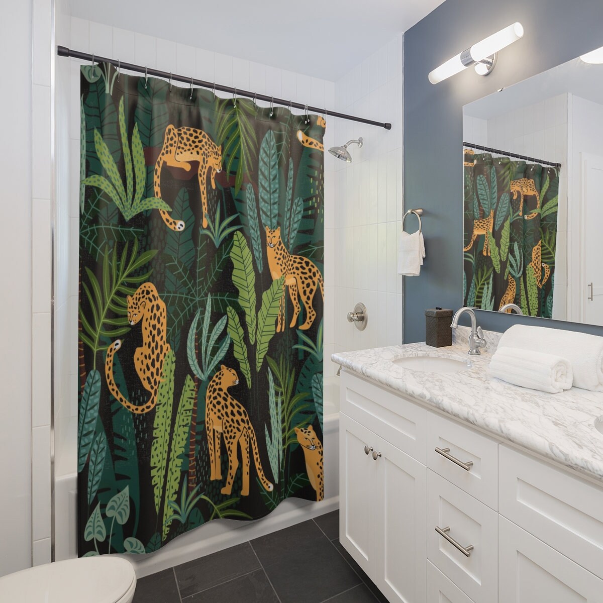 Jungle Animals Art Print Exotic Animal Design Shower Curtain for a Tropical Look