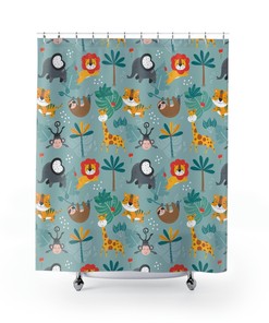 Jungle Animals Decorative Shower Curtain for a Bold and Colorful Look