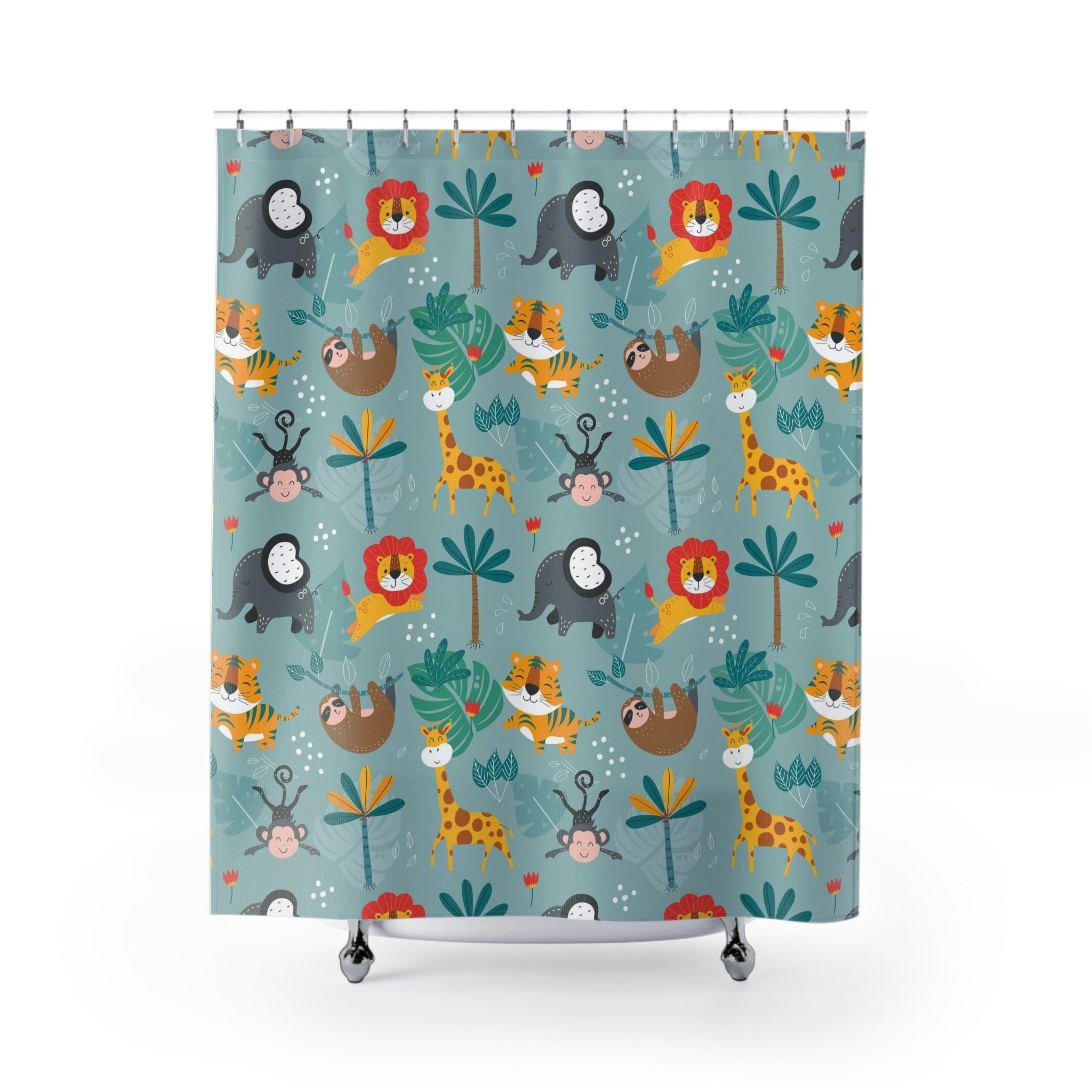 Jungle Animals Decorative Shower Curtain for a Bold and Colorful Look