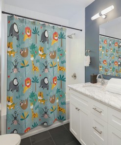 Jungle Animals Decorative Shower Curtain for a Bold and Colorful Look