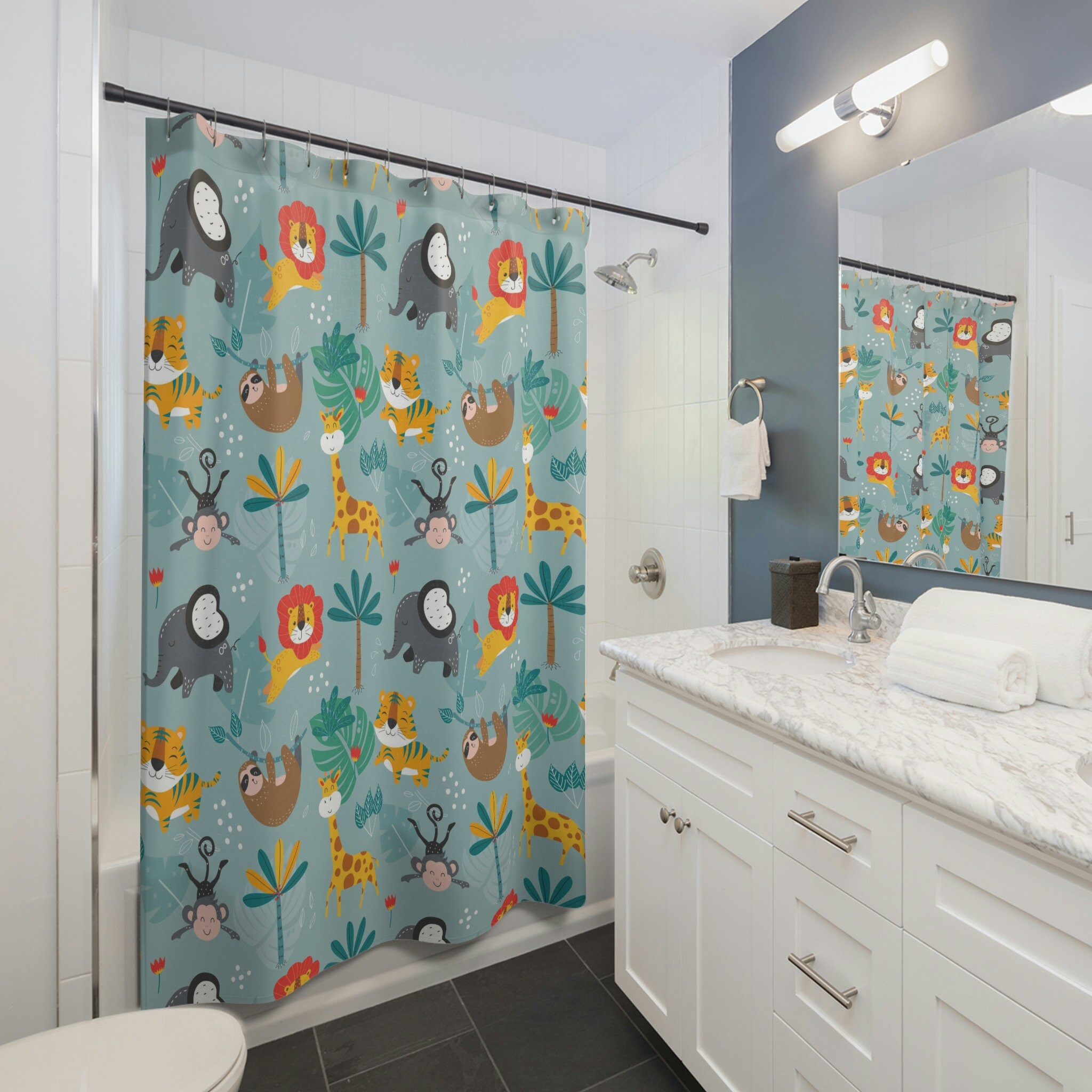 Jungle Animals Decorative Shower Curtain for a Bold and Colorful Look