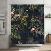 Jungle Animals Shower Curtain Monkey Flamingo Zebra Flowers Trees, Bathtub Decorative Fabric Waterproof Curtain 