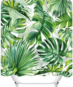 Jungle Botanical Hawaiian Print Shower Curtain for Bathroom