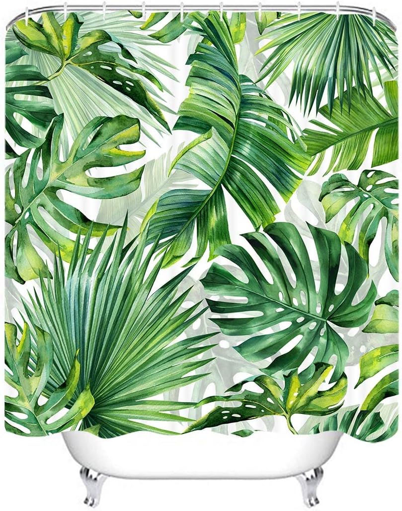 Jungle Botanical Hawaiian Print Shower Curtain for Bathroom