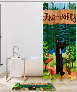 Jungle Dance Party Bear Skunk Fox Waterproof Shower Curtain for a Fun Kids Bathroom