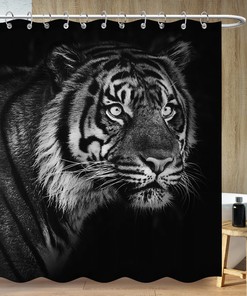 Jungle Forest Flame Deer Shower Curtain With 3D Art Nature Print For Bathroom Decor