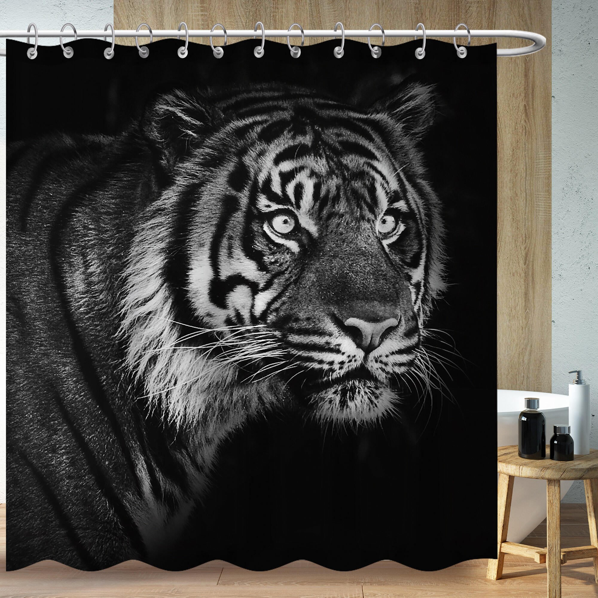 Jungle Forest Flame Deer Shower Curtain With 3D Art Nature Print For Bathroom Decor