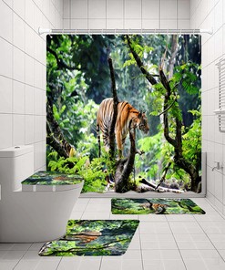 Jungle Forest Tiger Animal Shower Curtain for a Unique and Bold Bathroom Decor