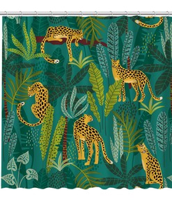 Jungle Forest Tiger Shower Curtain for Rustic Bathroom Decor