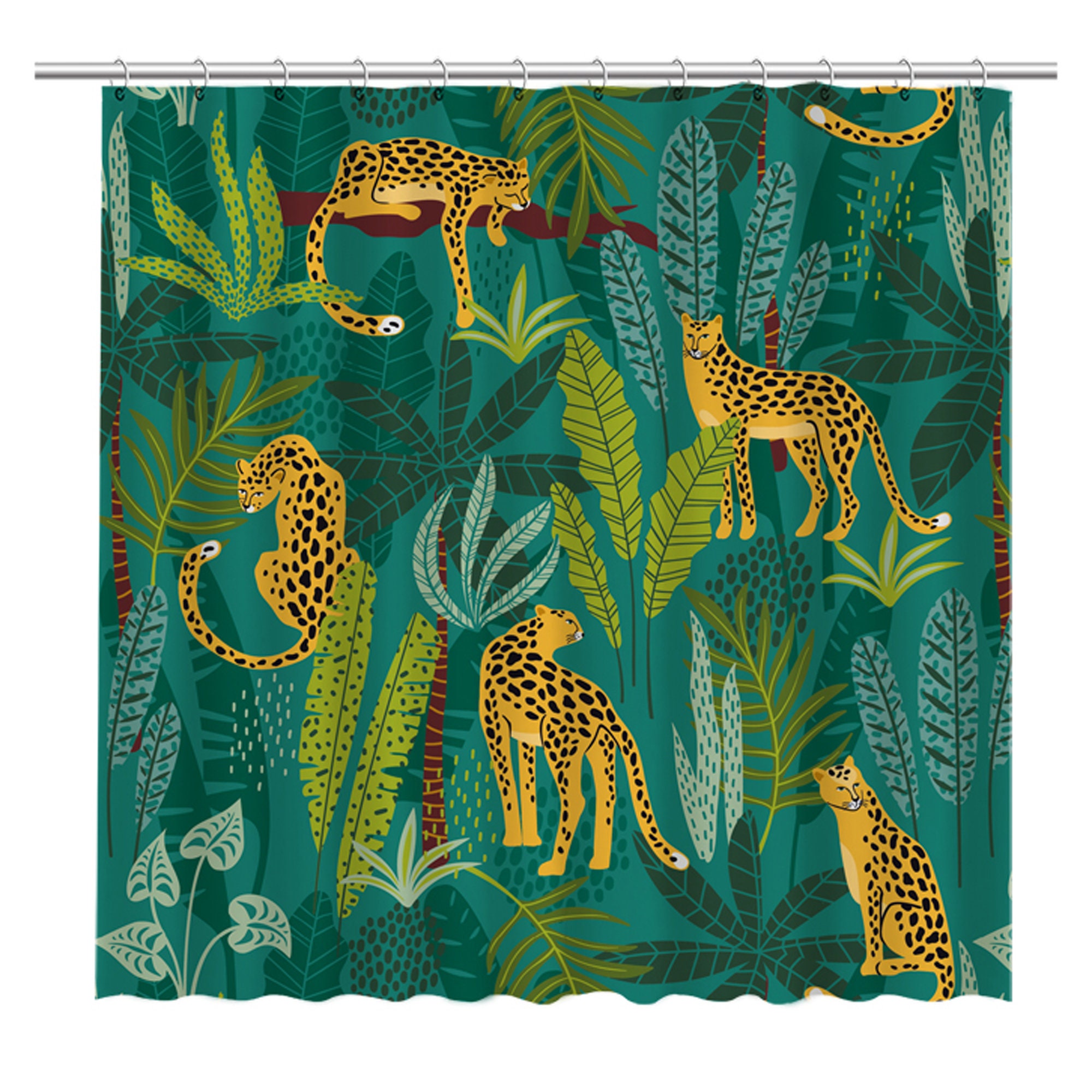 Jungle Forest Tiger Shower Curtain for Rustic Bathroom Decor