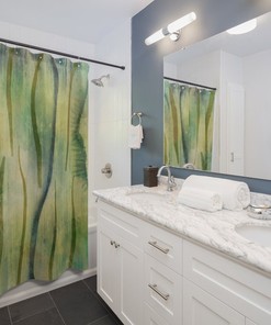 Jungle Green Abstract Shower Curtain for a Refreshing Bathroom Decor