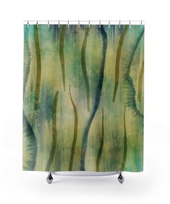 Jungle Green Abstract Shower Curtain for a Refreshing Bathroom Decor