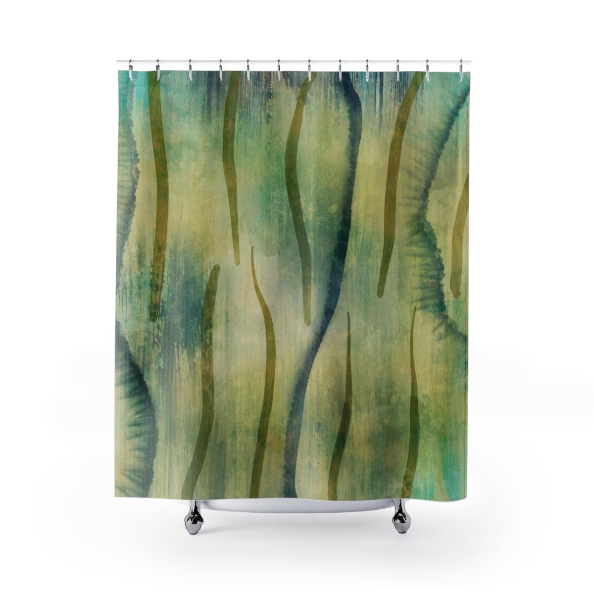 Jungle Green Abstract Shower Curtain for a Refreshing Bathroom Decor