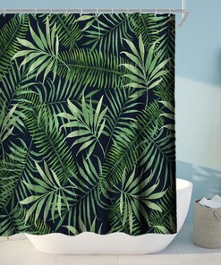 Jungle Green Leaves Watercolor Tropical Plants Banana Shower Curtain