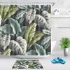 Jungle Green Leaves Watercolor Tropical Waterproof Fabric Shower Curtain