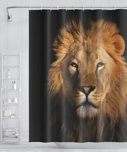 Jungle King Lion Head Shower Curtain with Wildlife Animal Safari Design for Men Bathroom Decor