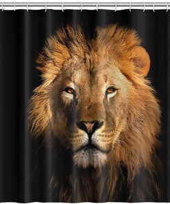 Jungle King Lion Head Shower Curtain with Wildlife Animal Safari Design for Men Bathroom Decor