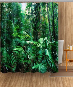 Jungle Leaves: Fabric Shower Curtain for Tropical Bathroom Decor