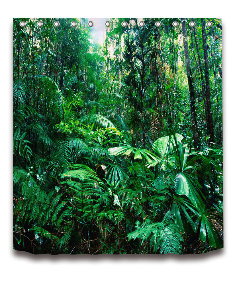 Jungle Leaves: Fabric Shower Curtain for Tropical Bathroom Decor