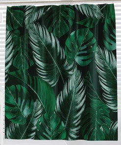 Jungle Leaves Tropical Shower Curtain Fabric for Bathrooms