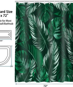Jungle Leaves Tropical Shower Curtain Fabric for Bathrooms