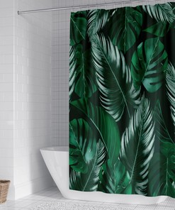 Jungle Leaves Tropical Shower Curtain Fabric for Bathrooms