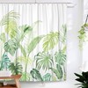 Jungle Leaves and Palm Trees Heavyweight Fabric Shower Curtain for Tropical Bathroom Decor