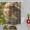 Jungle Leopard Staring Print Waterproof Fabric Shower Curtain For Bathroom